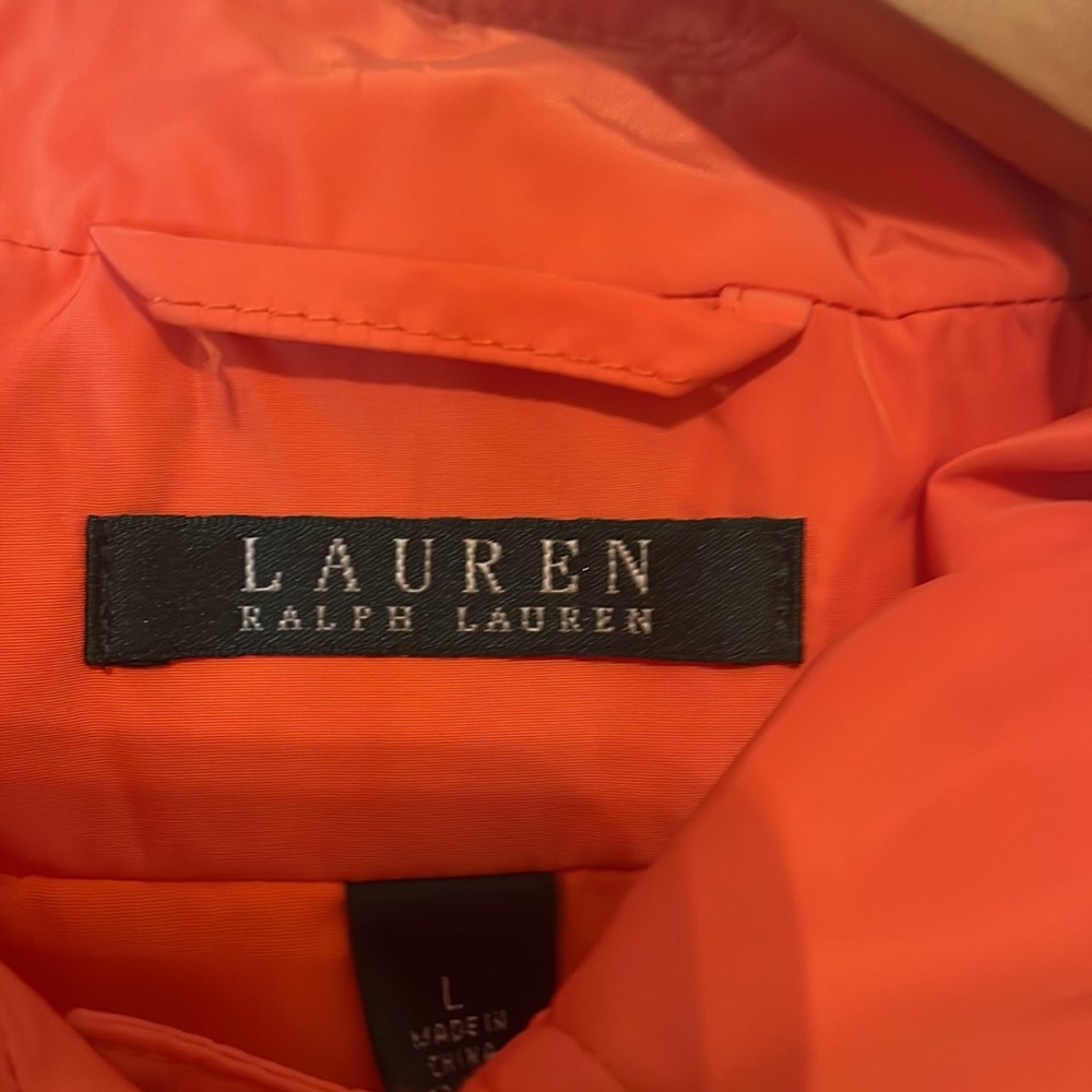 Lauren Ralph Lauren womens long orange button down coat size L EUC - Picture 5 of 7